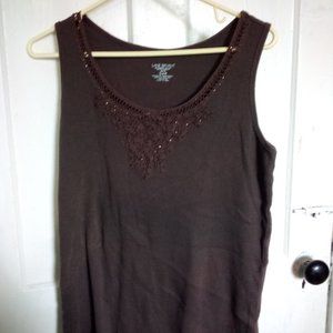 Lane Bryant Coco Brown Sleeveless Breaded Neck Top Size 14-16